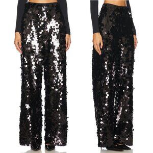 NEW LAMARQUE Stacy Pants in Black Sequin Shiny Disco Wide Leg Trouser Small S
